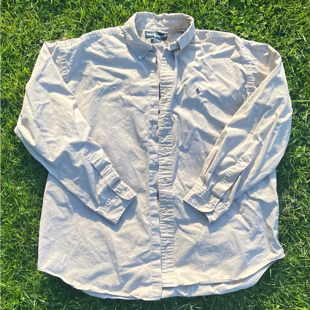 Vintage Ralph Lauren Blake Beige Button-Down Shirt XL